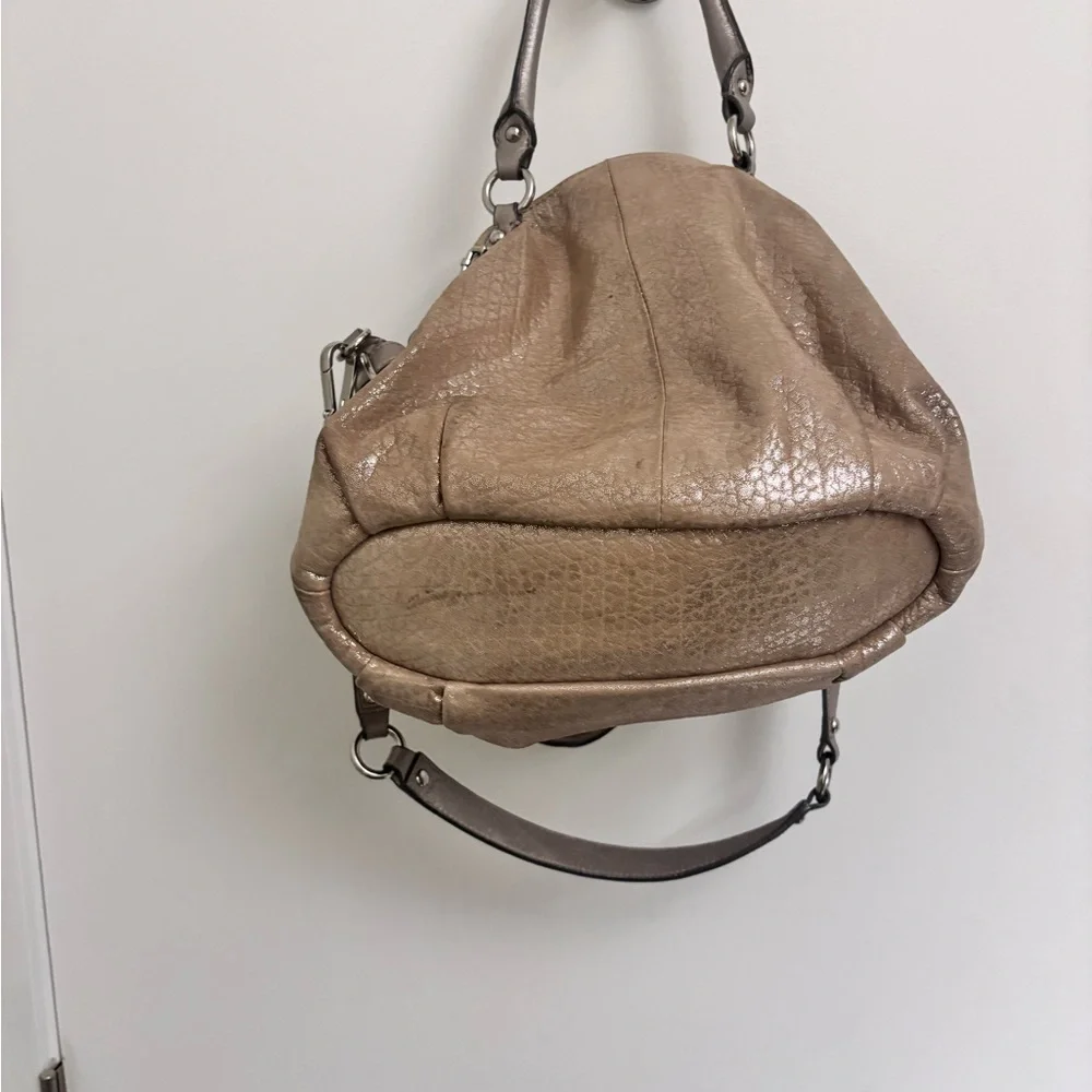 Coach Metallic Tan Leather Hobo Bag